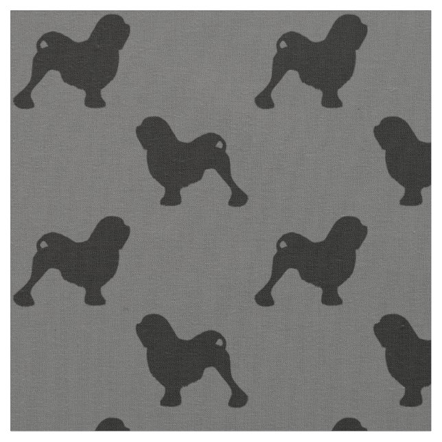 Lowchen Hunde Silhouetten Gemustert Stoff (Nahaufnahme)