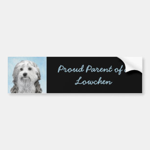 Lowchen Malerei - Niedliche Original Hunde Kunst Autoaufkleber