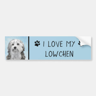 Lowchen Malerei - Niedliche Original Hunde Kunst Autoaufkleber