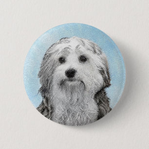 Lowchen Malerei - Niedliche Original Hunde Kunst Button