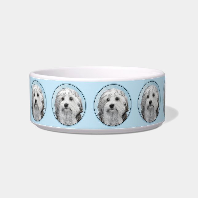 Lowchen Malerei - Niedliche Original Hunde Kunst Napf (Links)