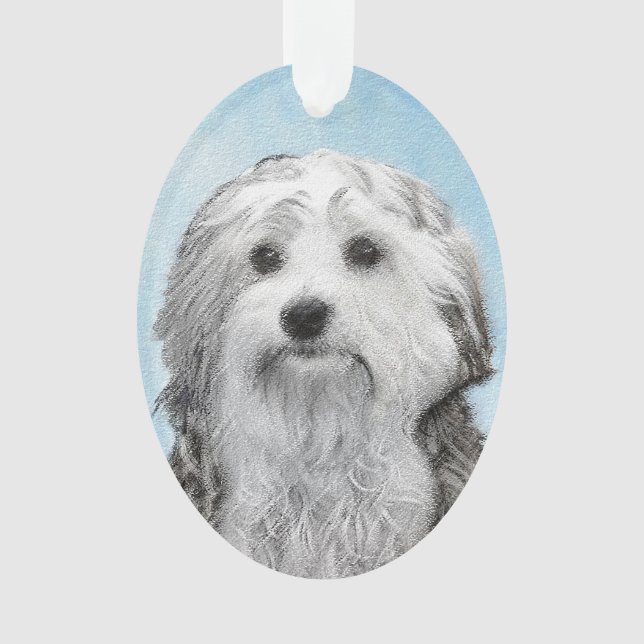 Lowchen Malerei - Niedliche Original Hunde Kunst Ornament (Vorderseite)