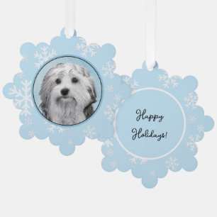 Lowchen Malerei - Niedliche Original Hunde Kunst Ornament Karte