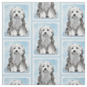 Lowchen Malerei - Niedliche Original Hunde Kunst Stoff