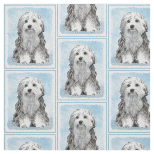Lowchen Malerei - Niedliche Original Hunde Kunst Stoff (Muster)
