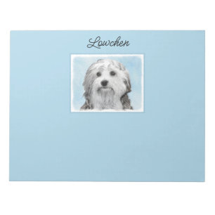 Lowchen Painting - Cute Original Dog Art Notepad Notizblock
