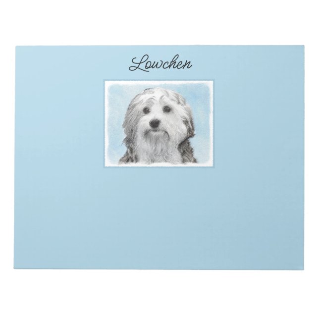 Lowchen Painting - Cute Original Dog Art Notepad Notizblock (Vorderseite)