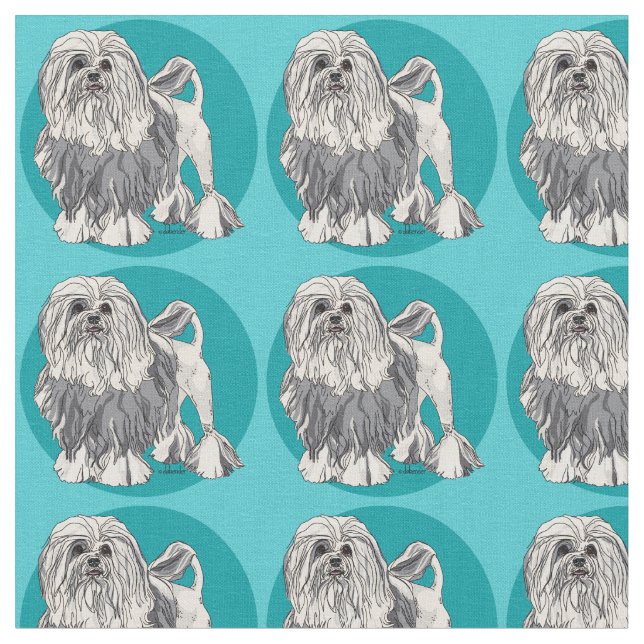 Lowchen Türkis 2 Stoff (Nahaufnahme)