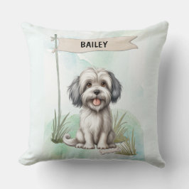 Lowchen Watercolor Personalized Dog Kissen