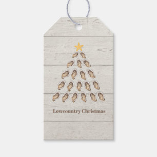 Lowcountry Oyster Weihnachtsbaum auf Holzplanke Geschenkanhänger