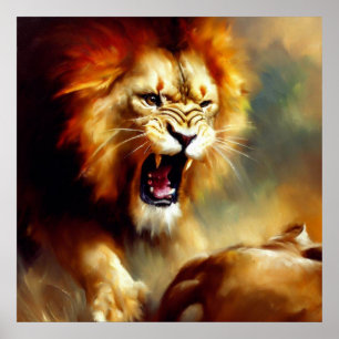 Löwe (10) Wildkatze Poster