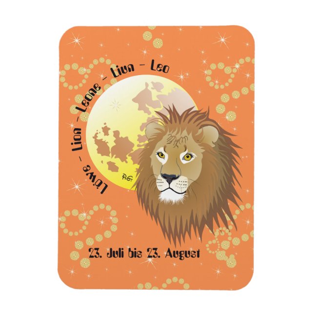 Löwe 23. Juli bis 22. August Premium Flexi Magnet (Vertikal)
