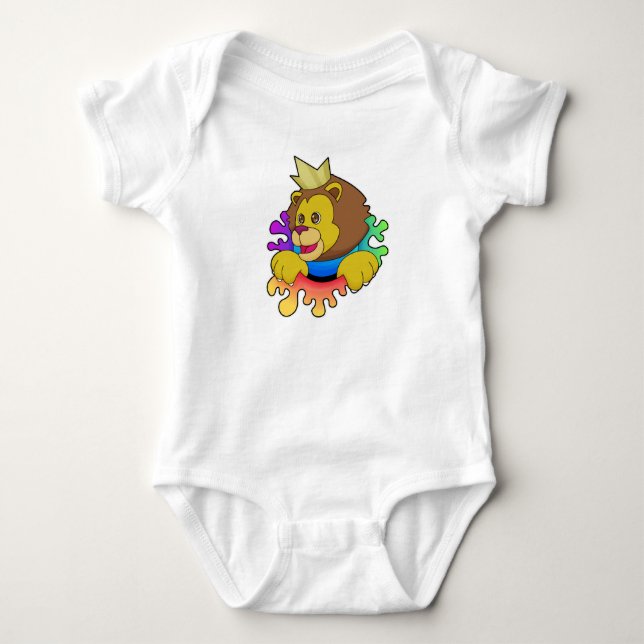 Löwe als König mit Krone Baby Strampler (Vorderseite)