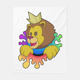 Löwe als König mit Krone Fleecedecke