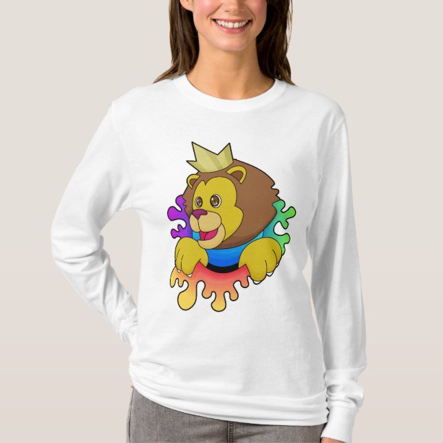 Löwe als König mit Krone T-Shirt (Vorderseite)