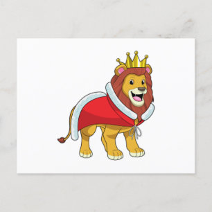 Löwe als König mit Krone und Umhang Postkarte