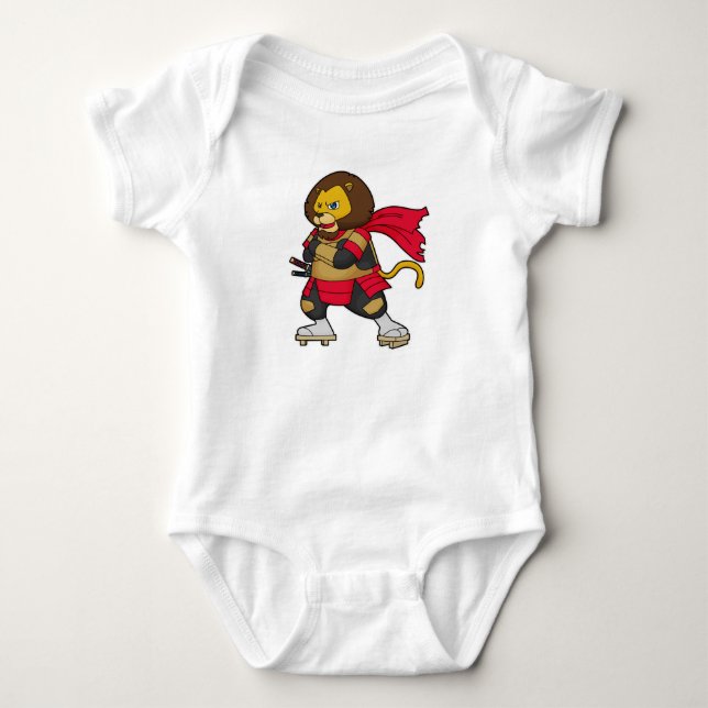 Löwe als Krieger mit Kap Baby Strampler (Vorderseite)