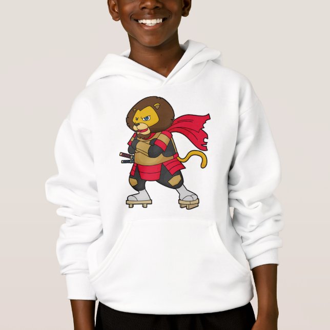 Löwe als Krieger mit Kap Hoodie (Vorderseite)