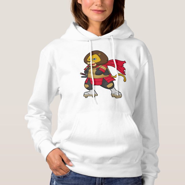 Löwe als Krieger mit Kap Hoodie (Vorderseite)