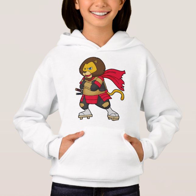 Löwe als Krieger mit Kap Hoodie (Vorderseite)