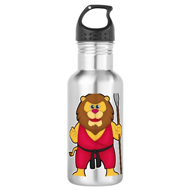 Löwe als Krieger mit Spear Edelstahlflasche (Vorderseite)