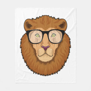 Löwe als Nerd mit Brille Fleecedecke