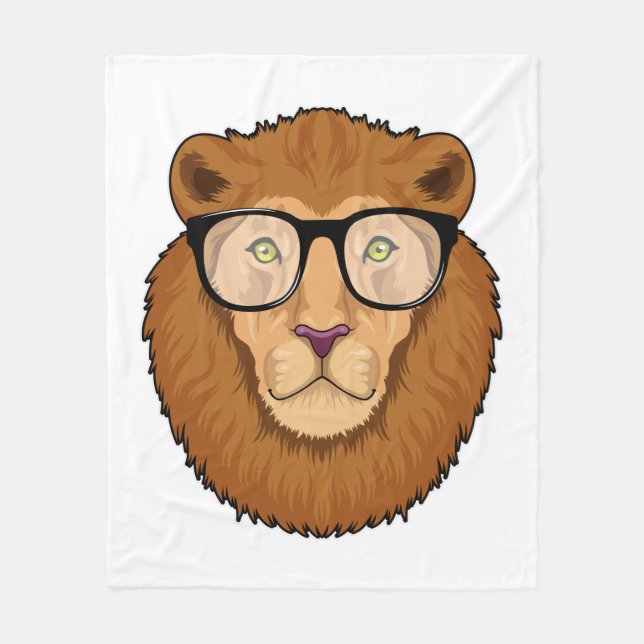 Löwe als Nerd mit Brille Fleecedecke (Vorderseite)