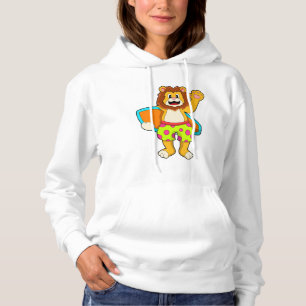 Löwe als Surfer mit Surfbrett Hoodie
