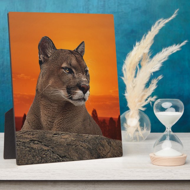 Löwe bei Sonnenuntergang Fotoplatte (Seite)