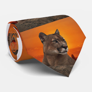 Löwe bei Sonnenuntergang Krawatte