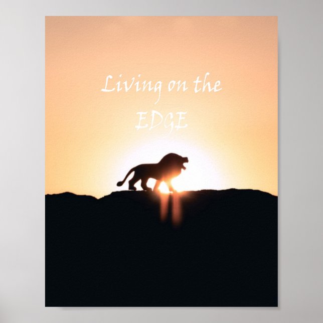 Löwe bei Sonnenuntergang Leben auf der EDGE Poster (Vorne)