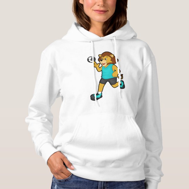 Löwe beim Handballspieler mit Handball Hoodie (Vorderseite)