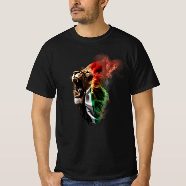 Löwe bricht aus südafrikanischer Flagge T-Shirt (Vorderseite)