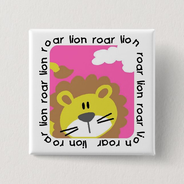 Löwe-Brüllen-T-Shirts und Geschenke Button (Vorderseite)