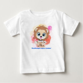 Löwe-Cartoon trinkt Bobba-Tee Baby T-shirt
