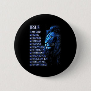 Löwe Christlich Jesus Ist Mein König, Gott, Herr, Button