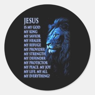 Löwe Christlicher Jesus Ist Mein König, Gott, Herr Runder Aufkleber