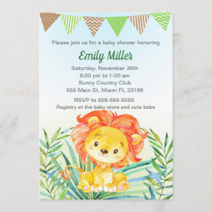 Löwe-CUB-Aquarell-Babyparty-Einladung Einladung