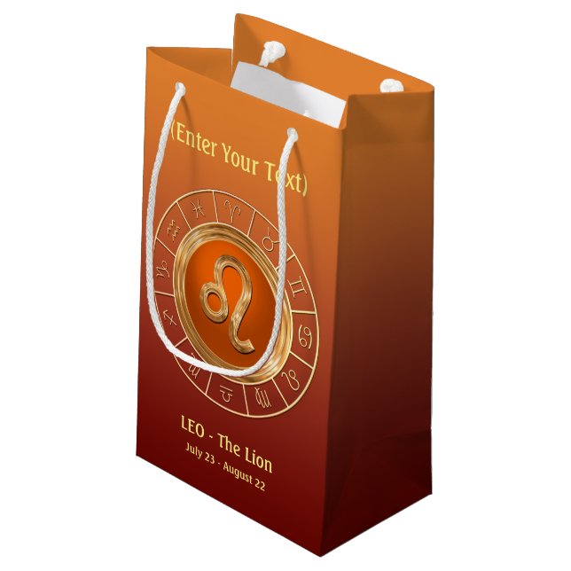 Löwe - das das Horoskop-Symbol des Löwes Kleine Geschenktüte (Rückseite Schrägansicht)