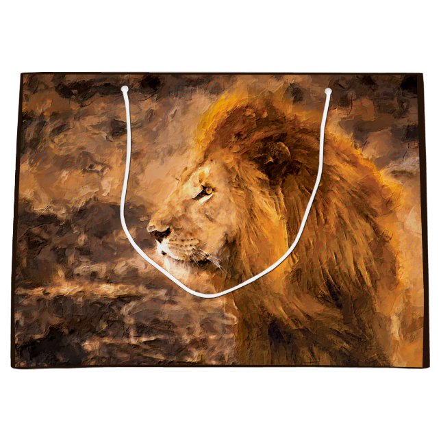 Löwe, der goldenen König Art malt Große Geschenktüte (Vorderseite)