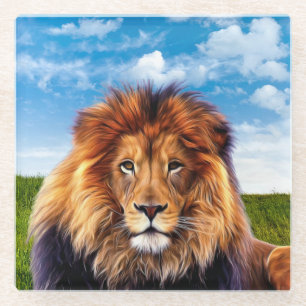 Löwe der König des Waldes-15475 Glasuntersetzer