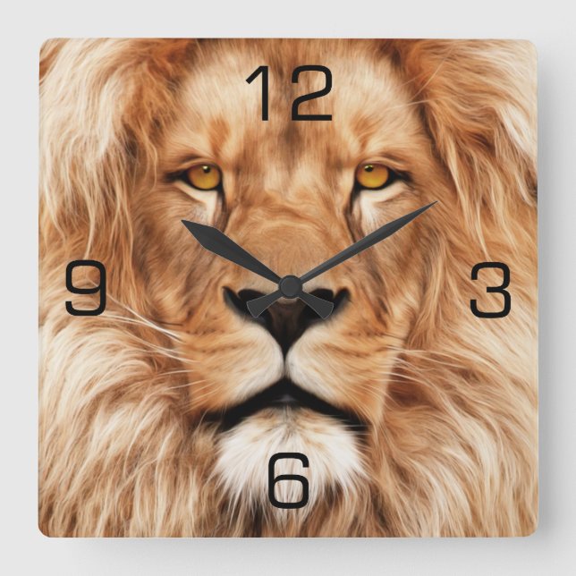 Löwe der König Foto Painting Quadratische Wanduhr (Vorderseite)