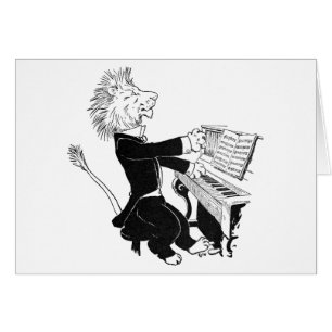 Löwe, der Zeichnen Klavier-antikes Louis-Wain