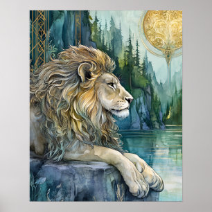 Löwe des verzauberten Reiches Fantasy-Kunst  Poster