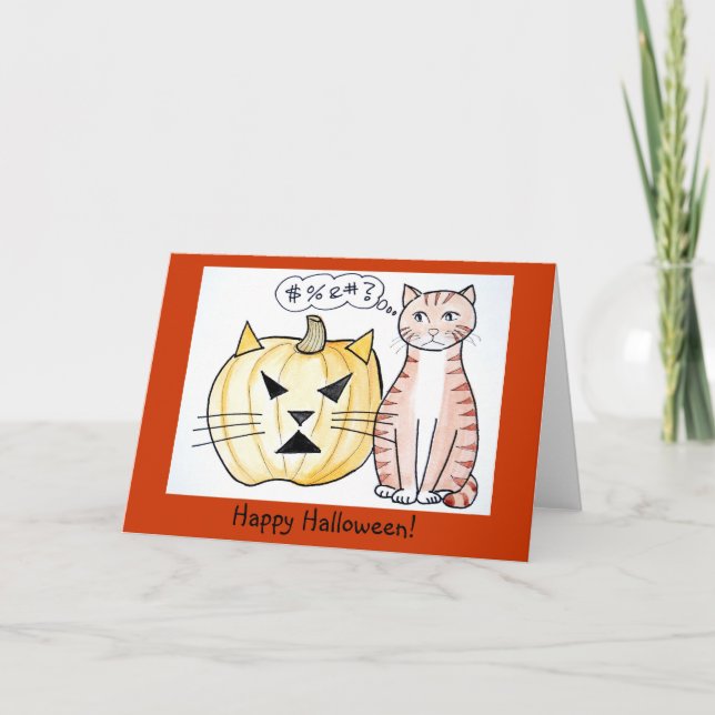 Löwe die Katze - Halloween-Karte Karte (Vorderseite)