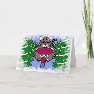 Löwe die Katzen-Weihnachtskarten Feiertagskarte