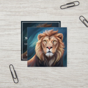 Löwe Digitale Kunst Portrait bearbeitbare Vorlage Quadratische Visitenkarte