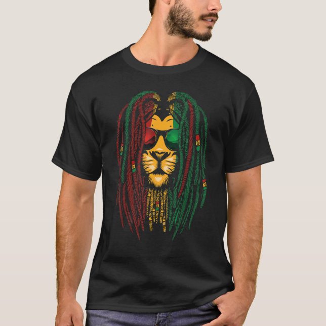 Löwe Dreadlocks Reggae Wilde Katze Rasta Afrika Ra T-Shirt (Vorderseite)