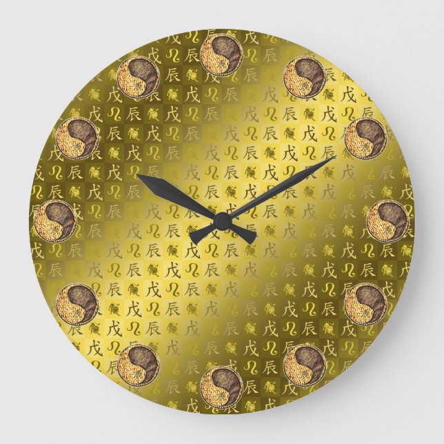 Löwe & Erddrache Große Wanduhr (Vorderseite)