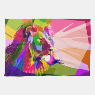 Löwe Farbige Prismatische Pop-Art-Gestaltung-62501 Geschirrtuch